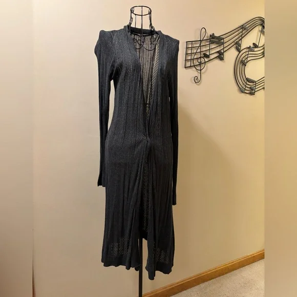 Beldini Charcoal Long Sleeve Open Front sweater - Picture 1 of 5